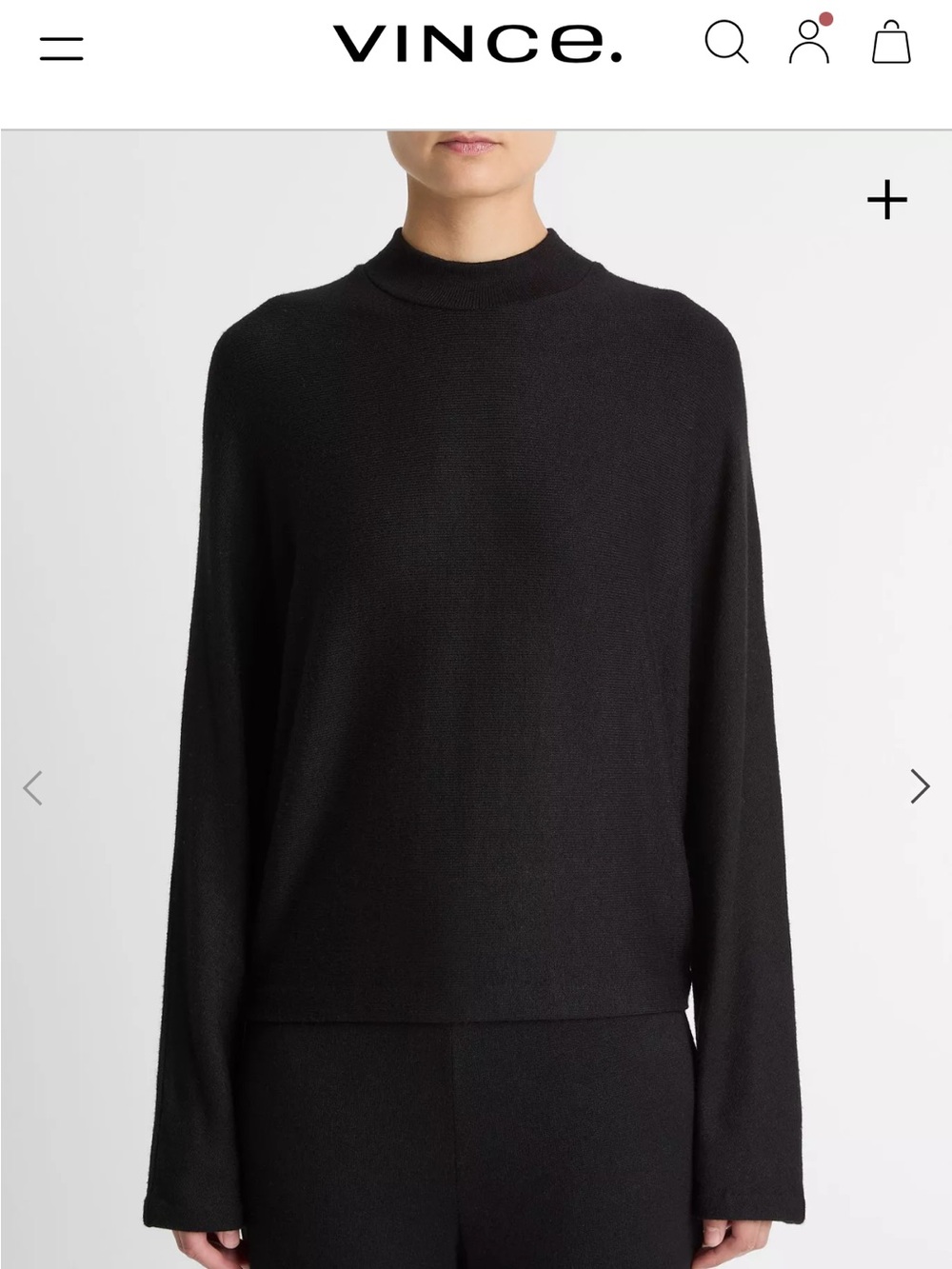 Vince Black Cozy Dolman-Sleeve Mock-Neck Sweater size medium.